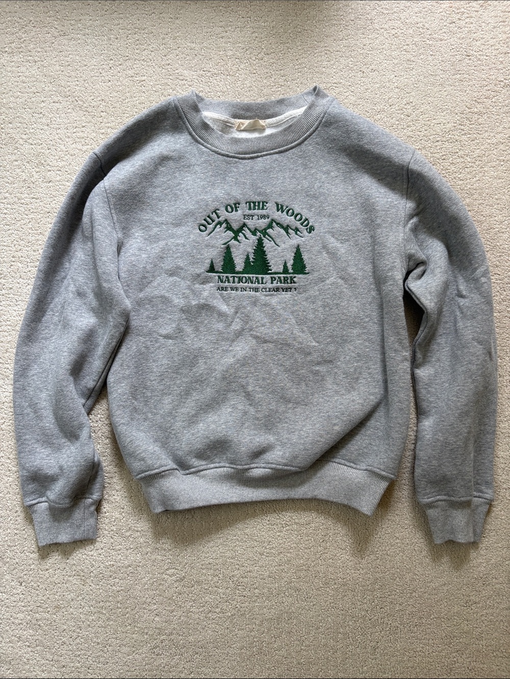 Taylor Swift Out of the Woods Grey National Park Crewneck Sweatshirt